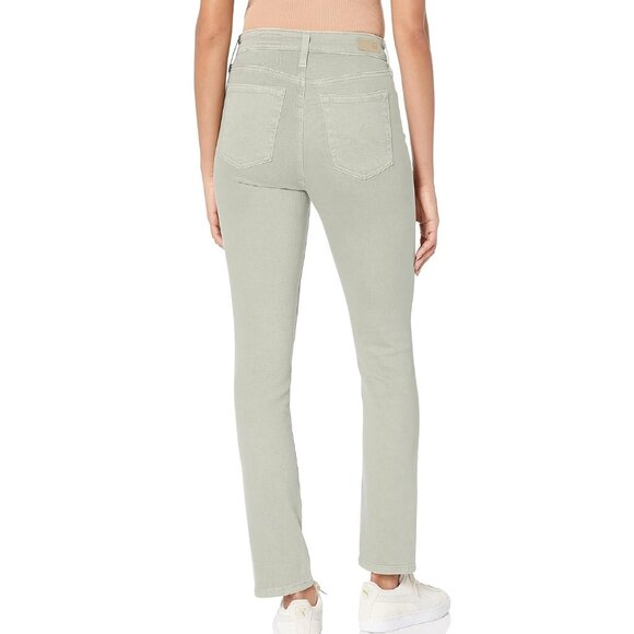 AG Adriano Goldschmied Mari Crop Slim Straight Pastel Green Jeans High Waist - Picture 3 of 9